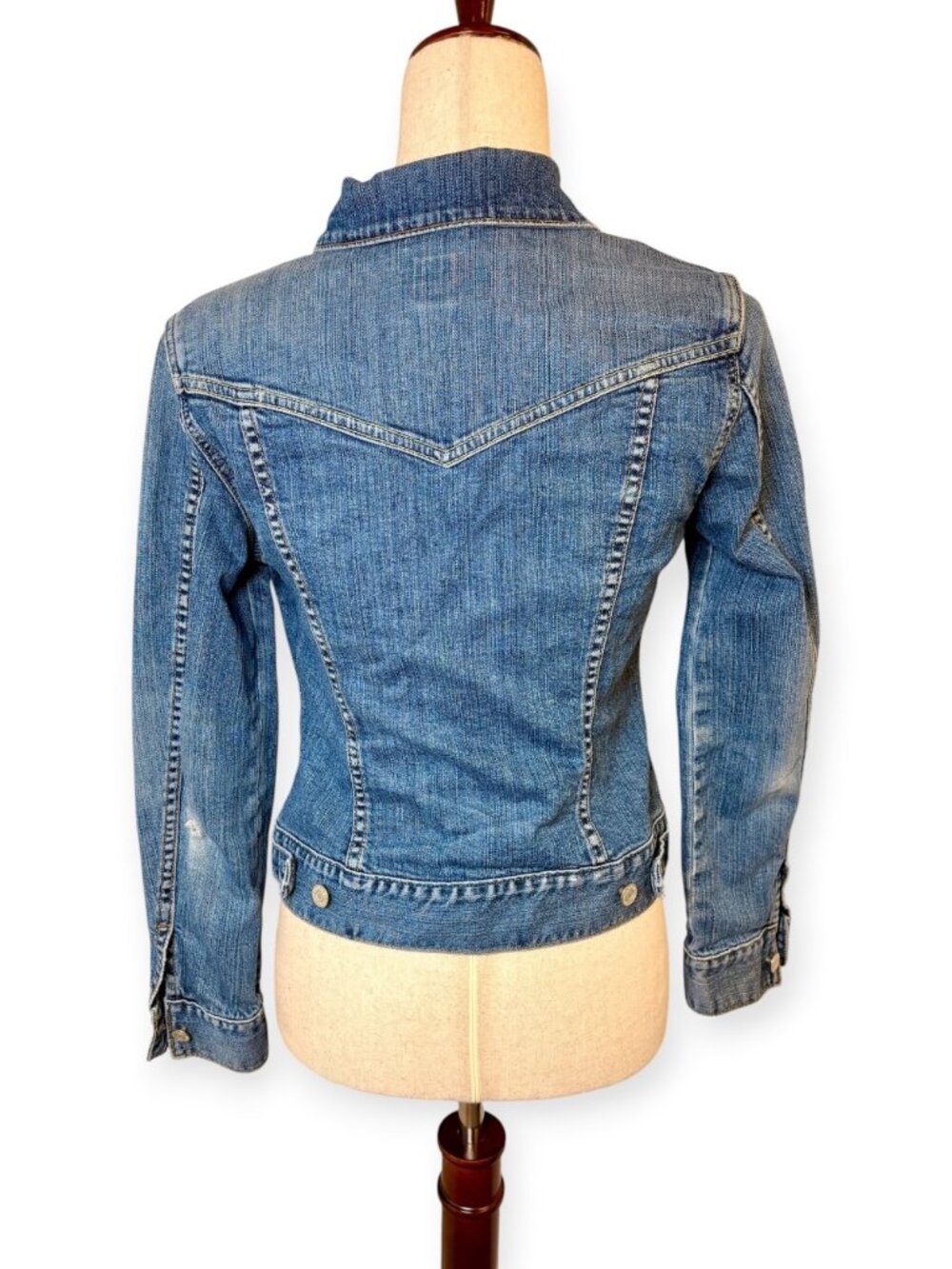Vintage Y2K Gap Stretch Blue Cropped Denim Trucker Jacket Size XS - Picture 3 of 8